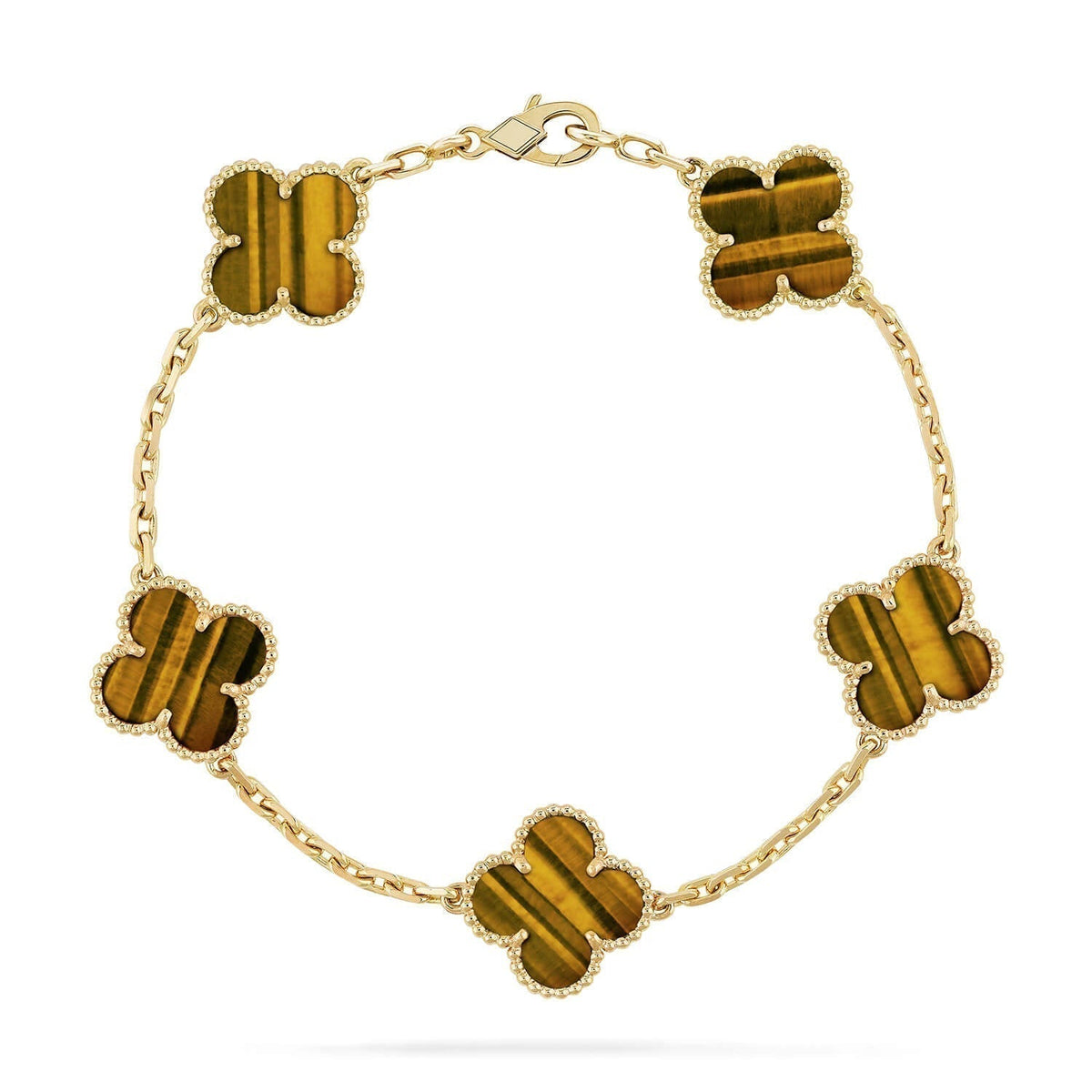 [✨ROSE💎] CLOVER 5 MOTIFS TIGER EYE BRACELET COLLECTION