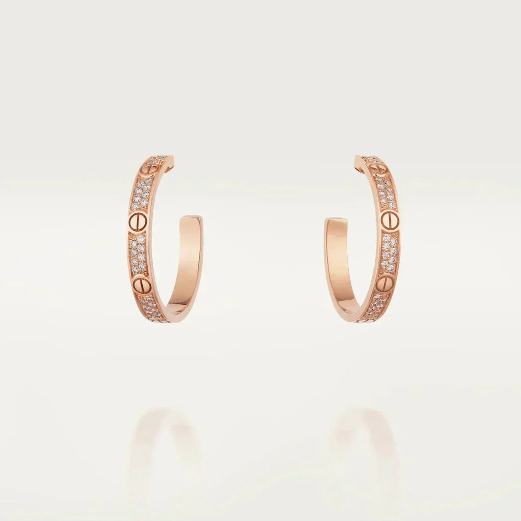 [✨ROSE💎]LOVE EARRINGS 3.6MM DIAMOND PAVED