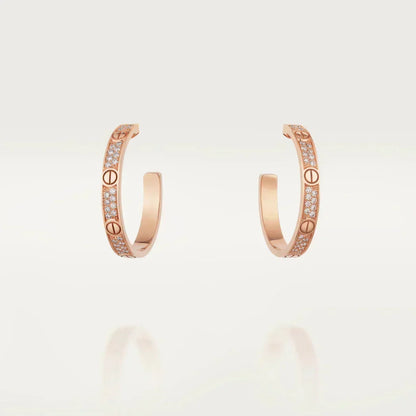 [✨ROSE💎]LOVE EARRINGS 3.6MM DIAMOND PAVED