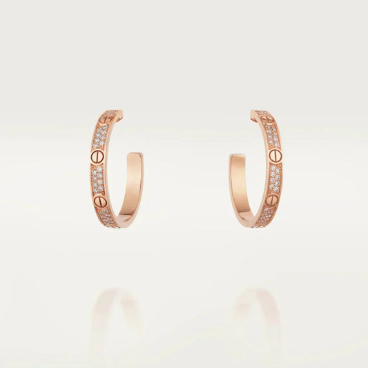[✨ROSE💎]LOVE EARRINGS 3.6MM DIAMOND PAVED
