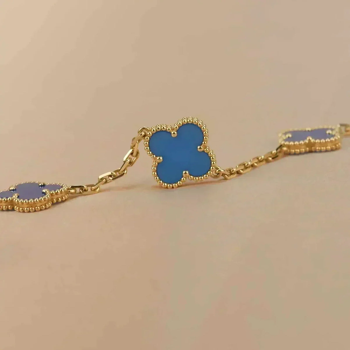 [✨ROSE💎] CLOVER 5 MOTIF BLUE AGATE BRACELET COLLECTION