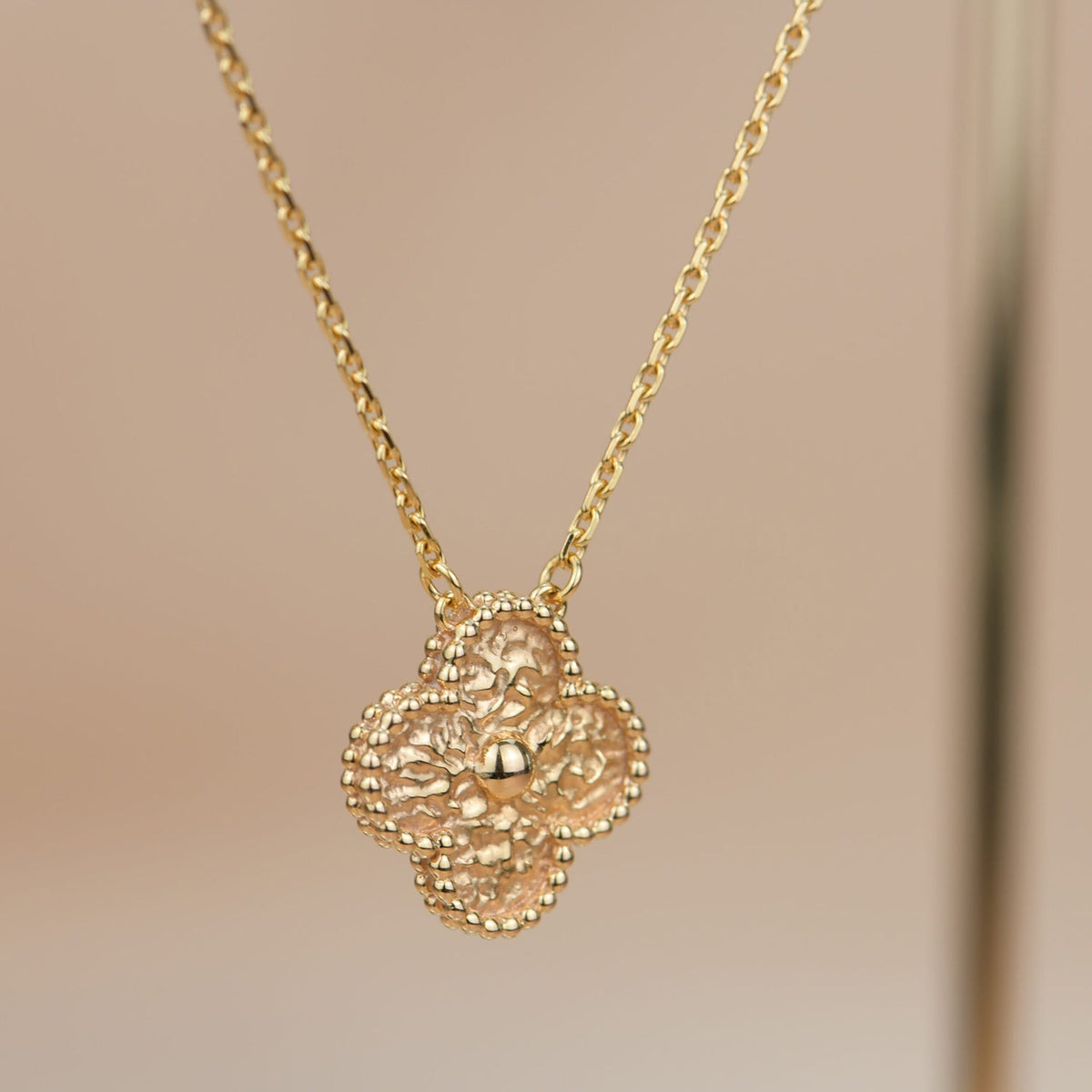 [✨ROSE💎]CLOVER 15MM  BRONZING NECKLACE