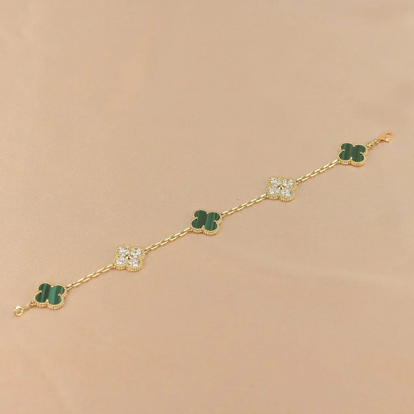 [✨ROSE💎] CLOVER 5 MOTIF MALACHITE BRACELET COLLECTION