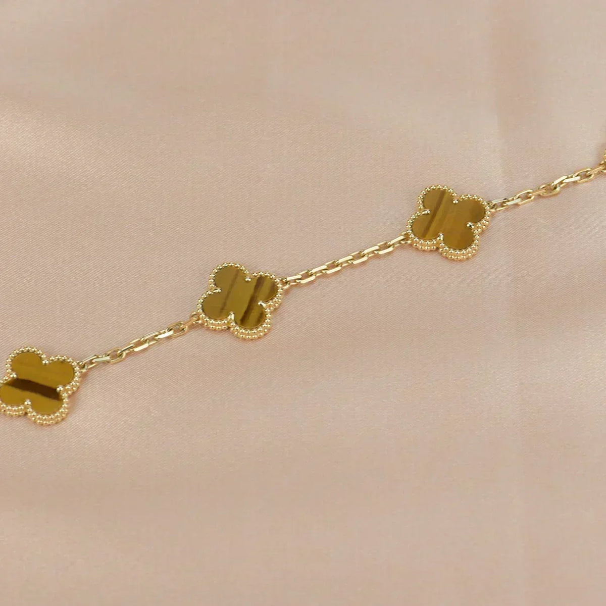 [✨ROSE💎] CLOVER 5 MOTIFS TIGER EYE BRACELET COLLECTION