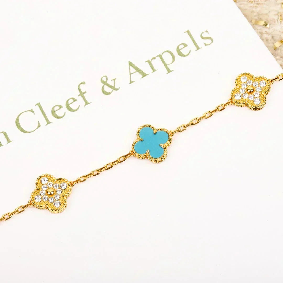 [✨ROSE💎] CLOVER 5 MOTIF TURQUOISE BRACELET COLLECTION
