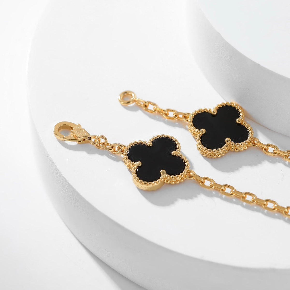 [✨ROSE💎]CLOVER 10 MOTIFS ONYX NECKLACE