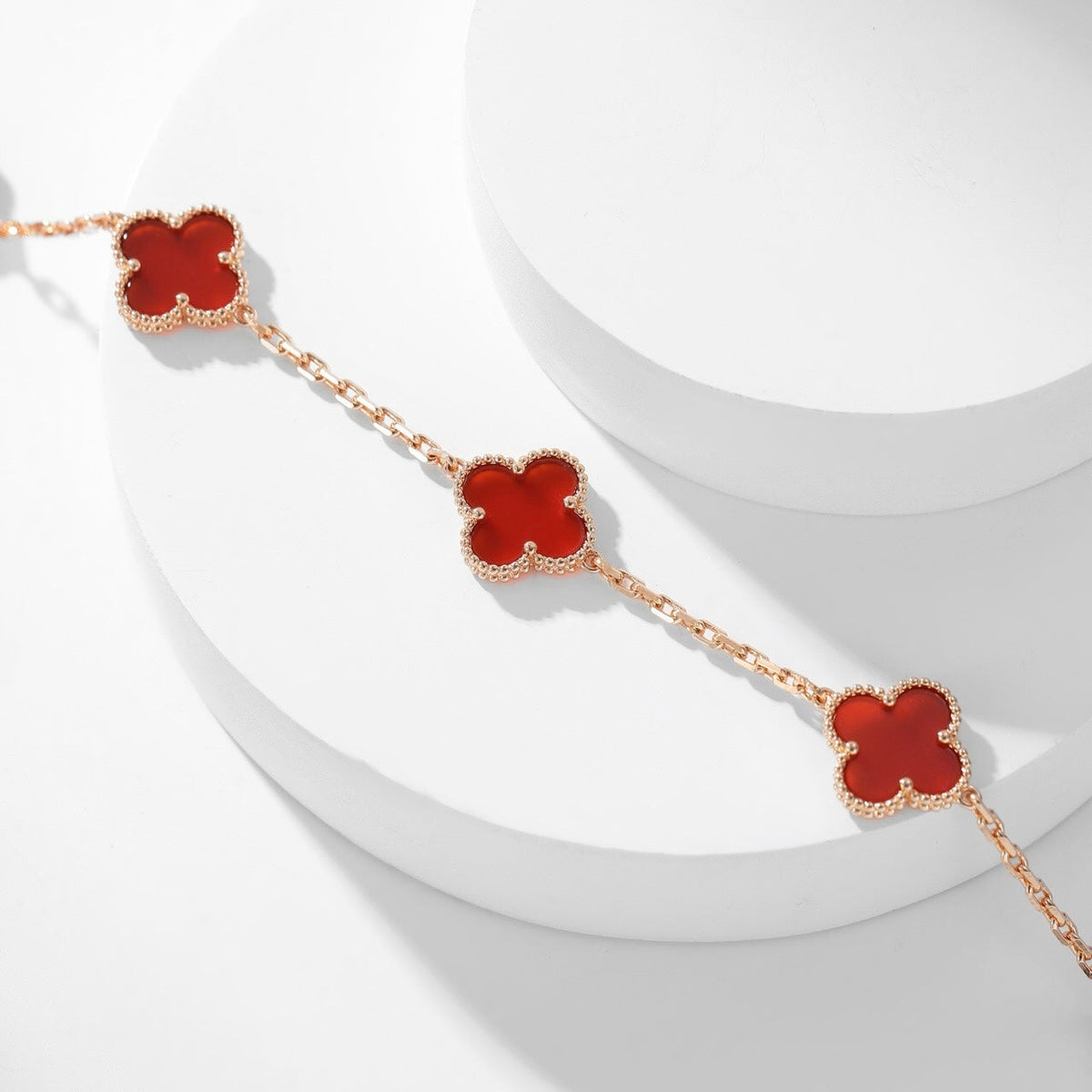 [✨ROSE💎]CLOVER 10 MOTIFS CARNELIAN NECKLACE