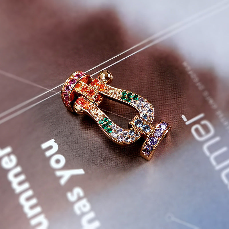 [✨ROSE💎]FORCE LARGE HORSESHOE  COLORED DIAMOND BRACELET ROSE GOLD