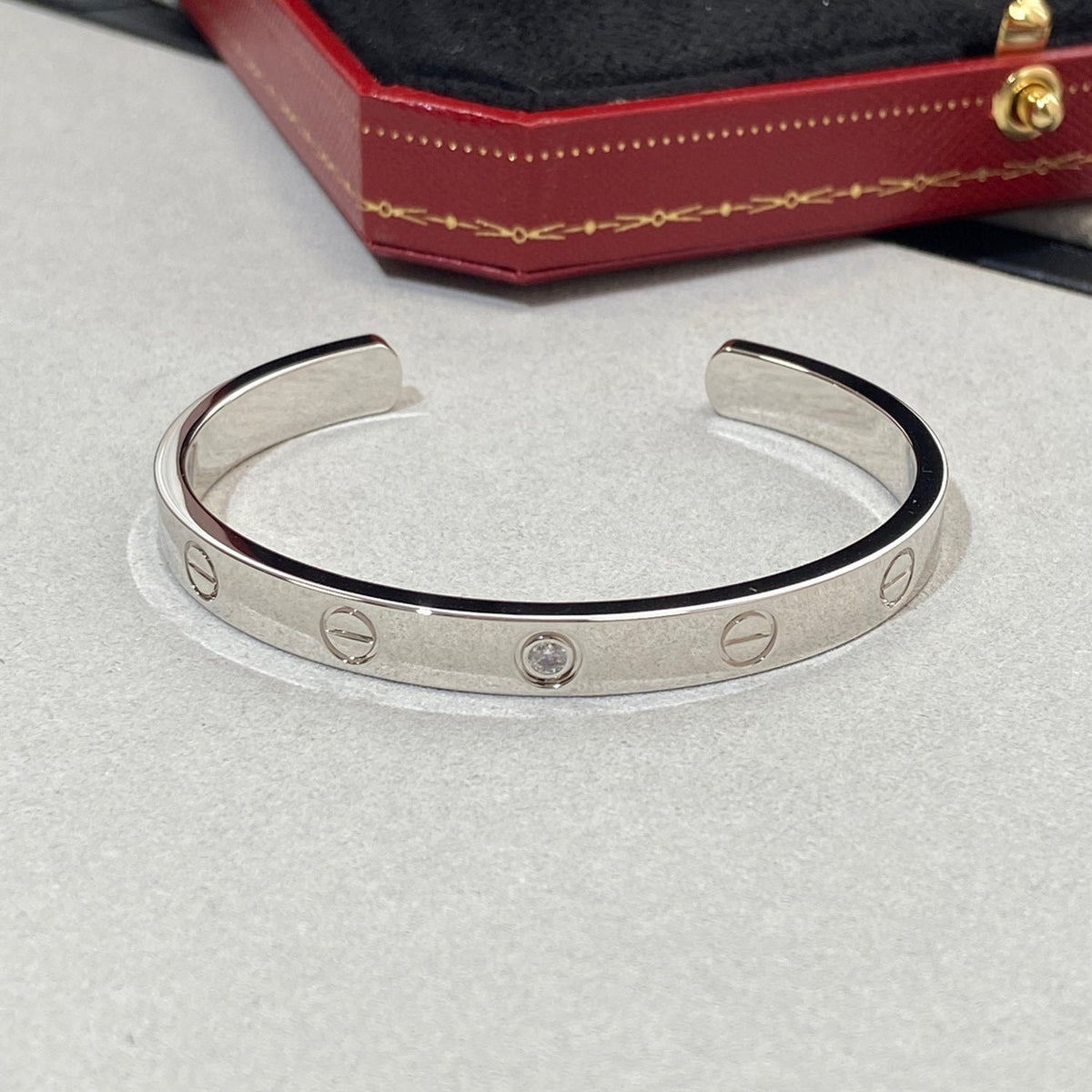 [✨ROSE💎]LOVE BRACELET 6.1MM 1 DIAMOND OPEN CUFF