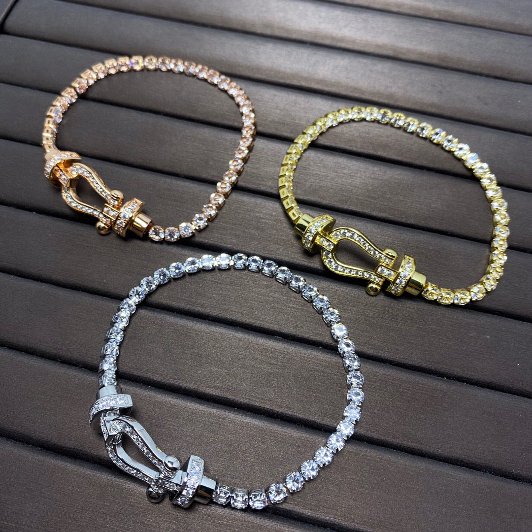 [✨ROSE💎]FORCE  LARGE HORSESHOE FULL DIAMOND TENNIS BRACELET