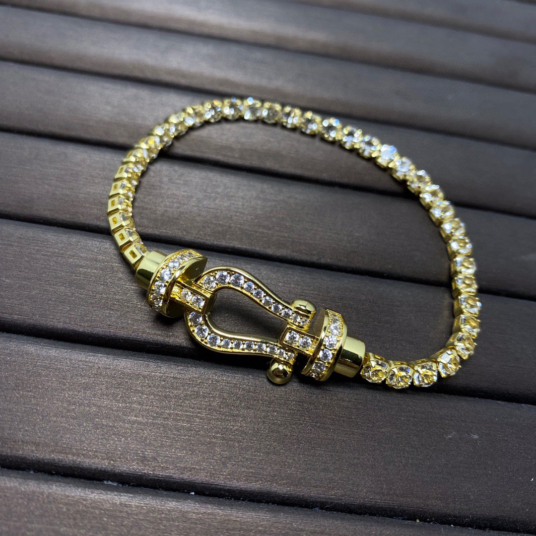 [✨ROSE💎]FORCE  LARGE HORSESHOE FULL DIAMOND TENNIS BRACELET