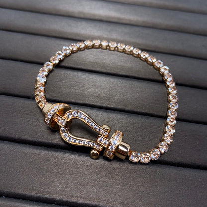 [✨ROSE💎]FORCE  LARGE HORSESHOE FULL DIAMOND TENNIS BRACELET