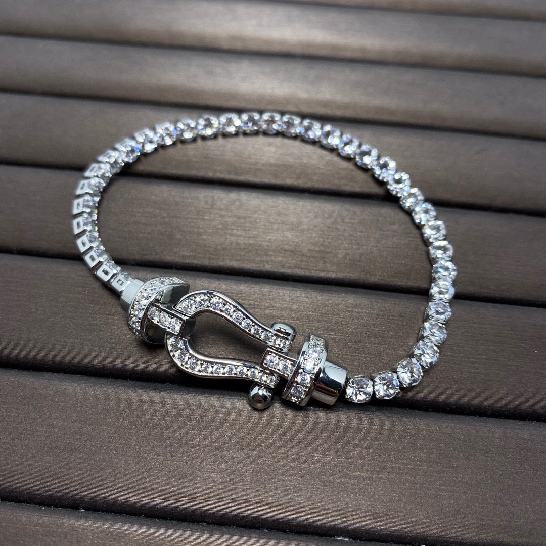 [✨ROSE💎]FORCE  LARGE HORSESHOE FULL DIAMOND TENNIS BRACELET