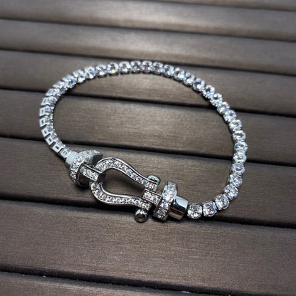[✨ROSE💎]FORCE  LARGE HORSESHOE FULL DIAMOND TENNIS BRACELET