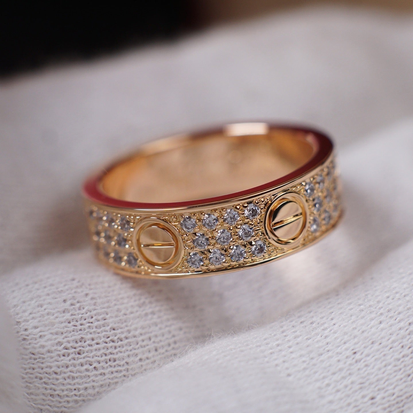 [✨ROSE💎]LOVE RING 5.5MM DIAMONDS PAVED