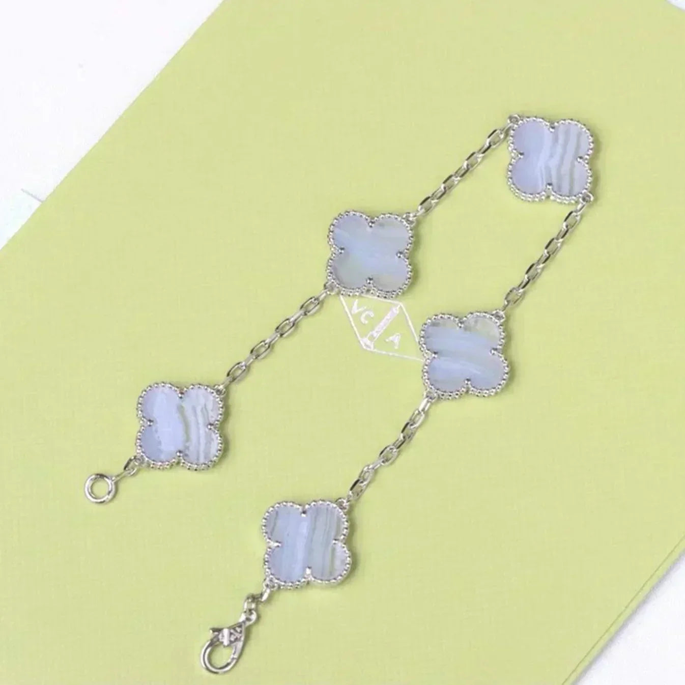 [✨ROSE💎] CLOVER 5 MOTIF PURPLE CHALCEDONY BRACELET COLLECTION