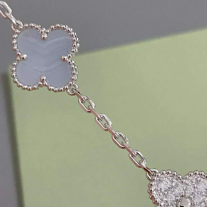[✨ROSE💎] CLOVER 5 MOTIF PURPLE CHALCEDONY BRACELET COLLECTION
