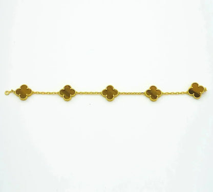[✨ROSE💎] CLOVER 5 MOTIFS TIGER EYE BRACELET COLLECTION