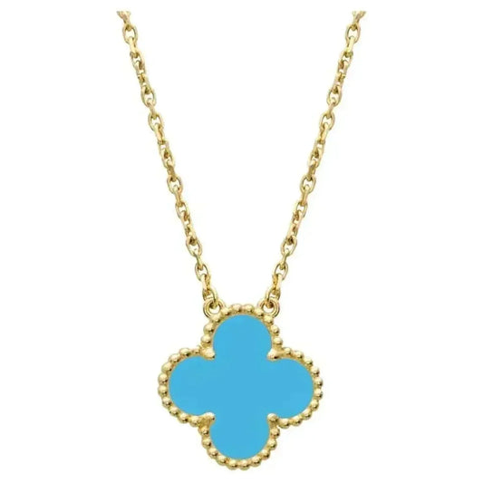 [✨ROSE💎]CLOVER 15MM VINTAGE TURQUOISE NECKLACE