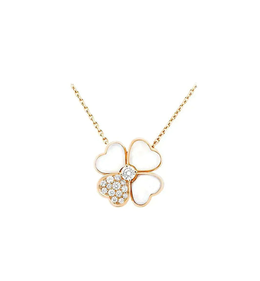 [✨ROSE💎]CLOVER MOP DIAMOND ROSE GOLD NECKLACE