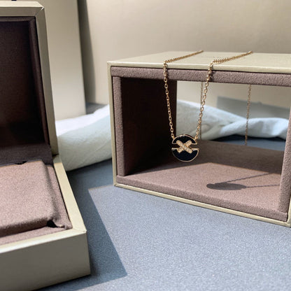 [✨ROSE💎]JEUX DE PINK GOLD DIAMOND NECKLACE