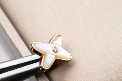 [✨ROSE💎]JEUX DE WHITE MOP PINK GOLD DIAMOND EARRINGS