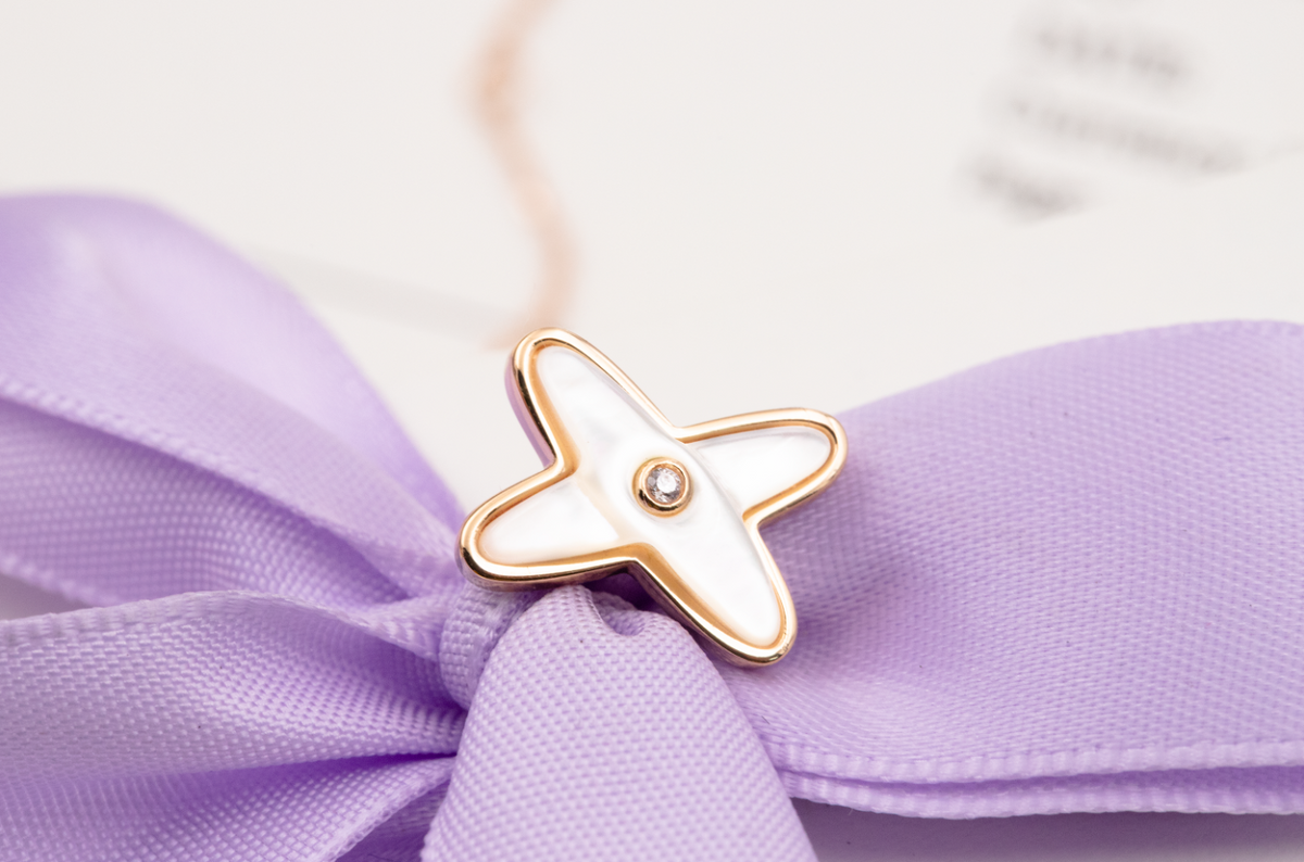 [✨ROSE💎]JEUX DE WHITE MOP ROSE GOLD DIAMOND EARRINGS