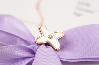 [✨ROSE💎]JEUX DE WHITE MOP ROSE GOLD DIAMOND EARRINGS