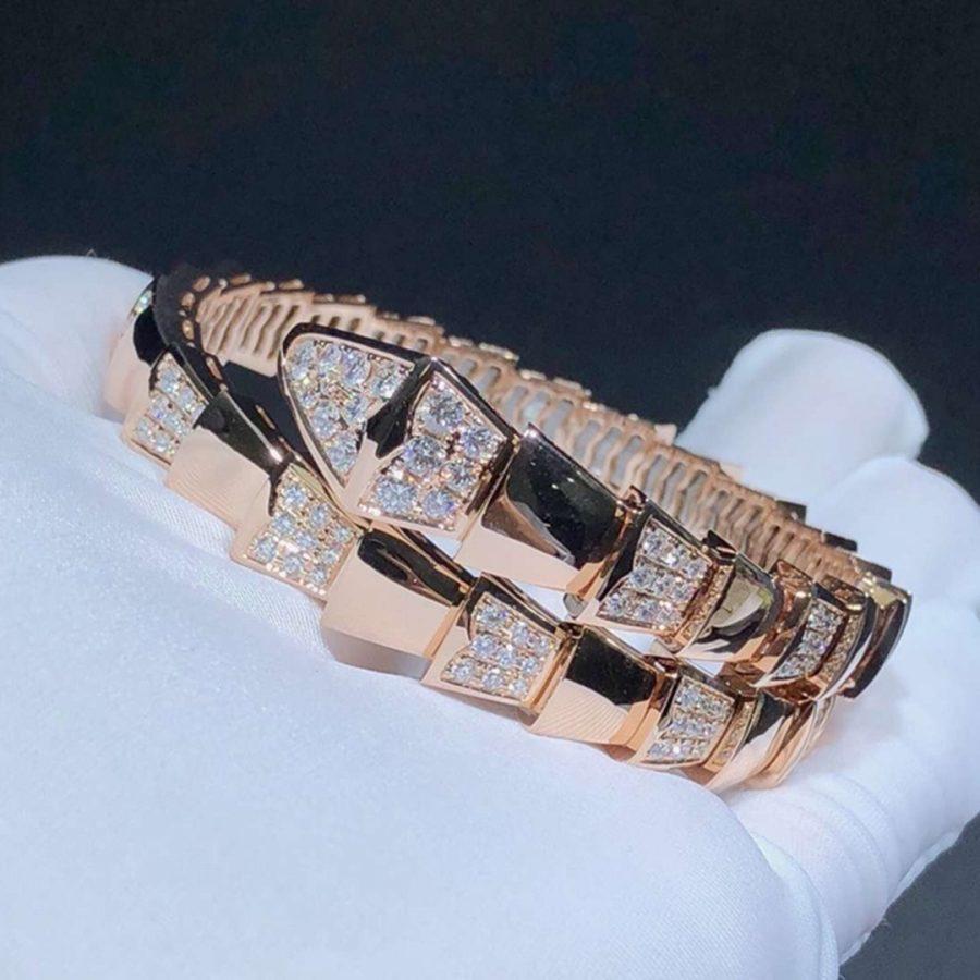 [✨ROSE💎]SERPENTI WIDE BRACELET PINK GOLD DIAMOND