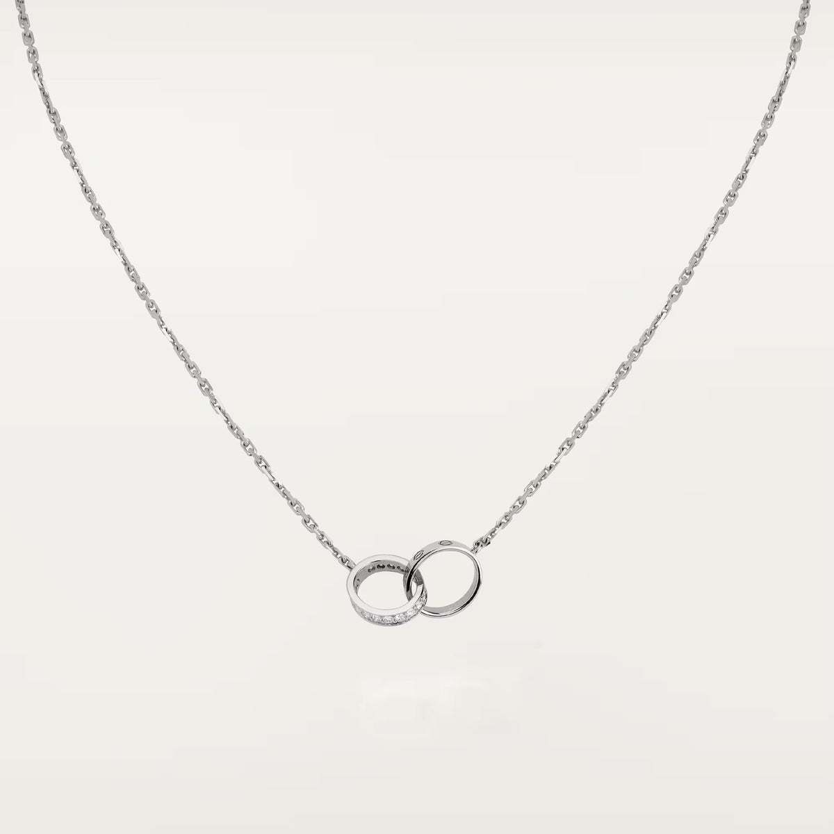 [✨ROSE💎]LOVE DOUBLE RING HALF DIAMOND NECKLACE
