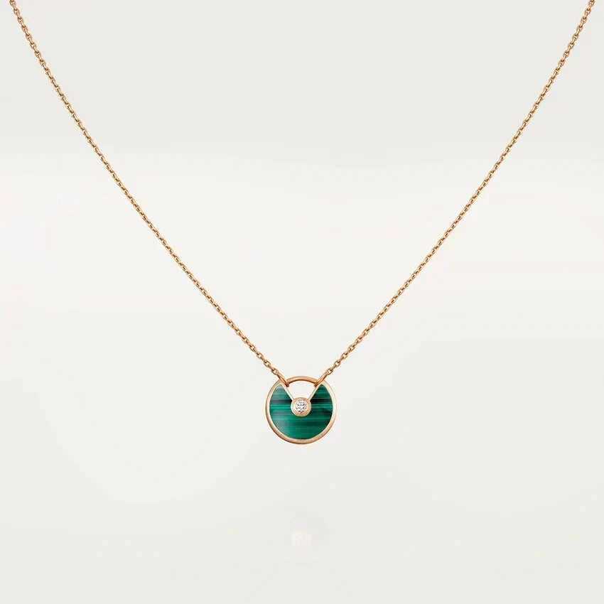 [✨ROSE💎]AMULETTE ROSE GOLD MALACHITE NECKLACE