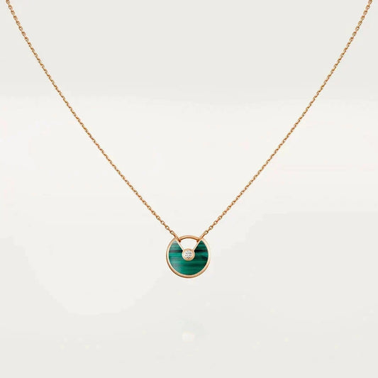 [✨ROSE💎]AMULETTE ROSE GOLD MALACHITE NECKLACE