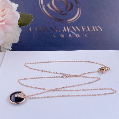 [✨ROSE💎]AMULETTE ROSE GOLD ONYX NECKLACE