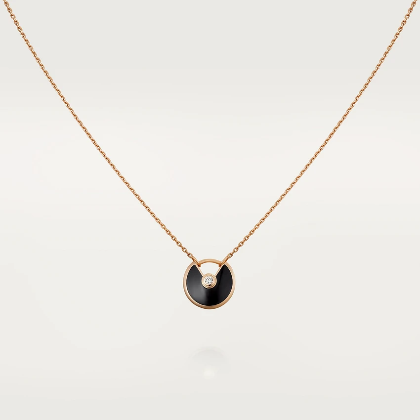 [✨ROSE💎]AMULETTE ROSE GOLD ONYX NECKLACE