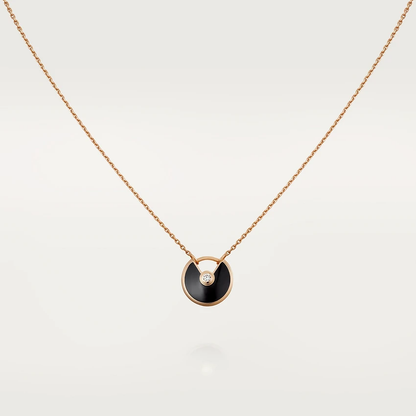 [✨ROSE💎]AMULETTE ROSE GOLD ONYX NECKLACE