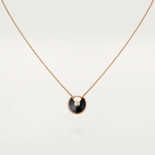 [✨ROSE💎]AMULETTE ROSE GOLD ONYX NECKLACE