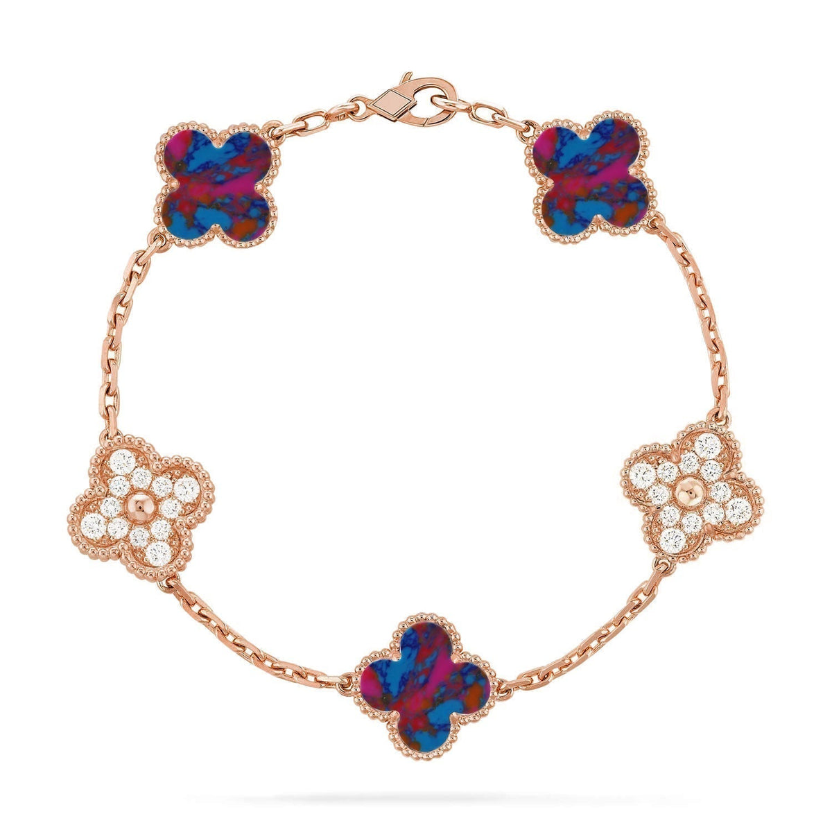 [✨ROSE💎]CLOVER 5 MOTIF COLOR GEMSTONES BRACELET COLLECTION