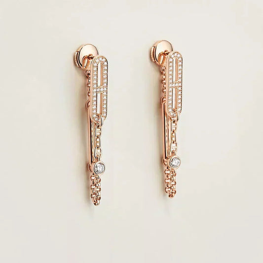 [✨ROSE💎]CHAINE CHAOS DIAMOND DROP EARRINGS