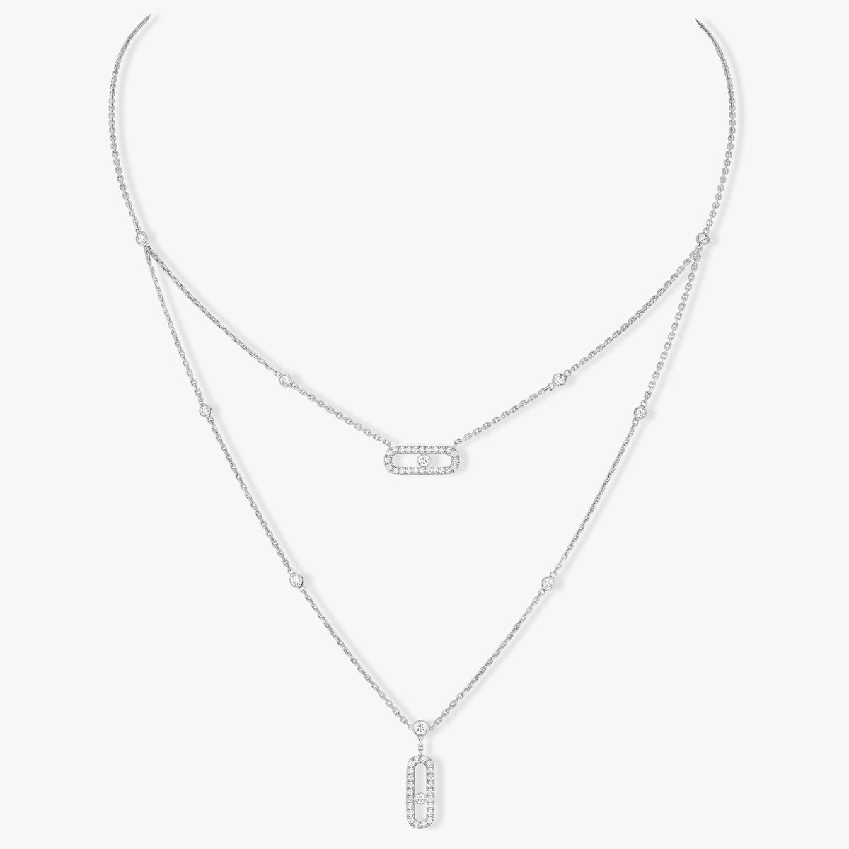 [✨ROSE💎]MOVE 2 ROW DIAMOND NECKLACE