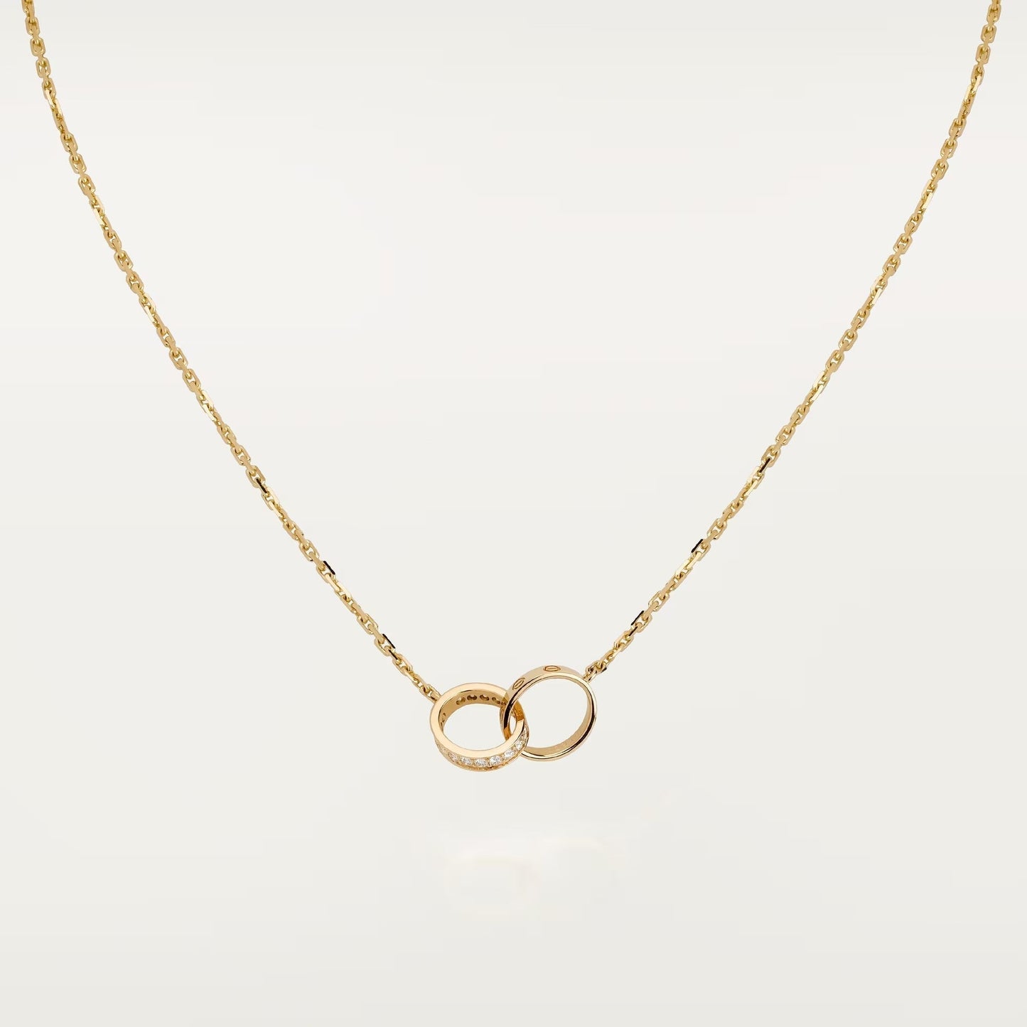 [✨ROSE💎]LOVE DOUBLE RING HALF DIAMOND NECKLACE