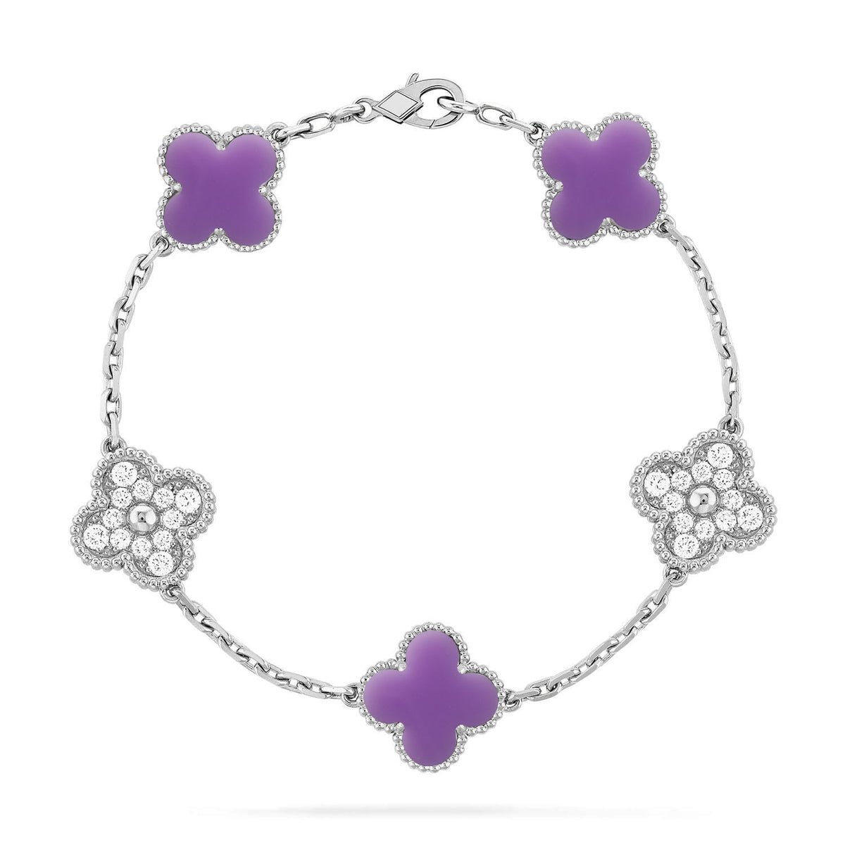 [✨ROSE💎]CLOVER 5 MOTIF LIGHT PURPLE BRACELET COLLECTION