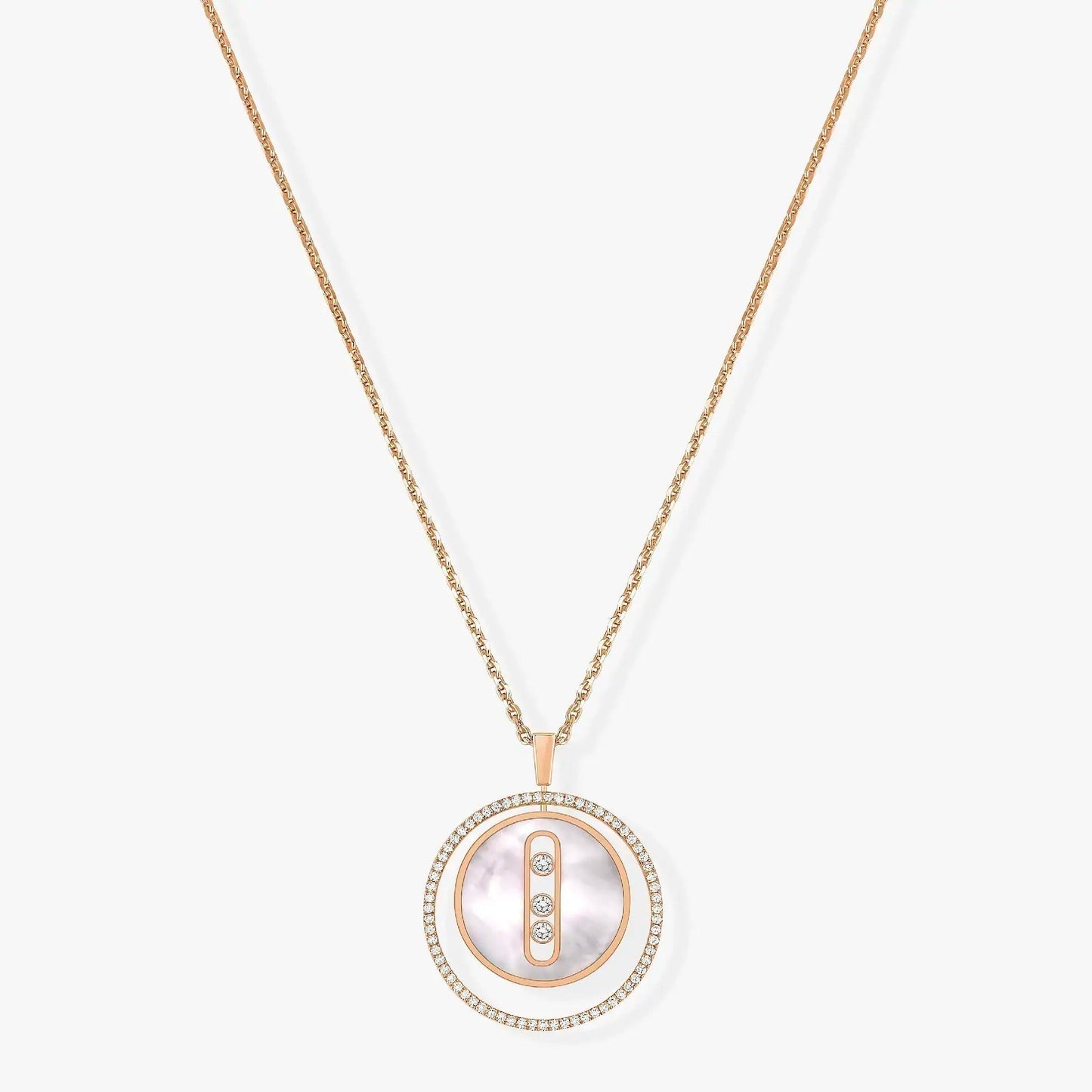 [✨ROSE💎]LUCKY MOVE MM NACRE BLANCHE DIAMOND NECKLACE