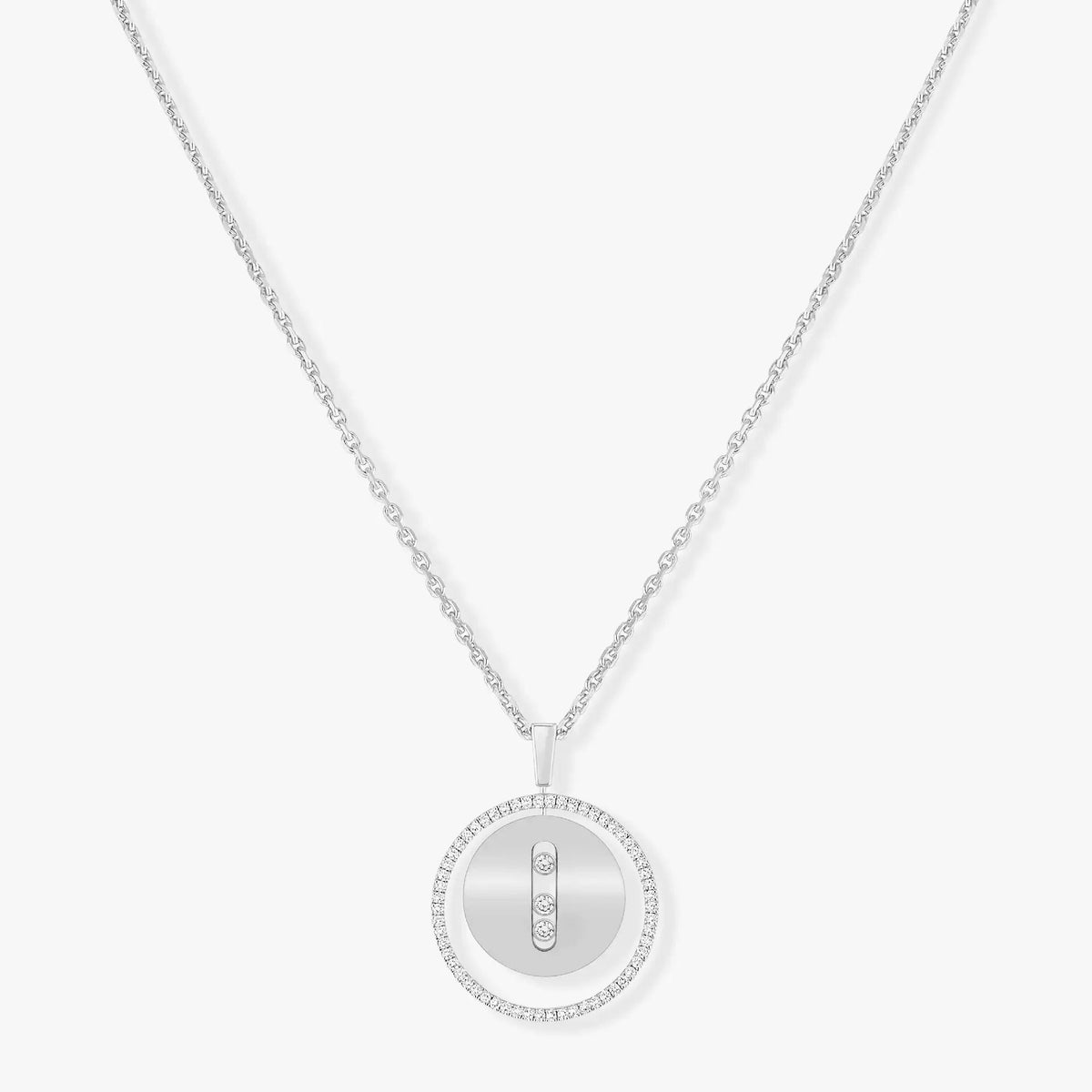 [✨ROSE💎]LUCKY MOVE MM SILVER DIAMOND NECKLACE