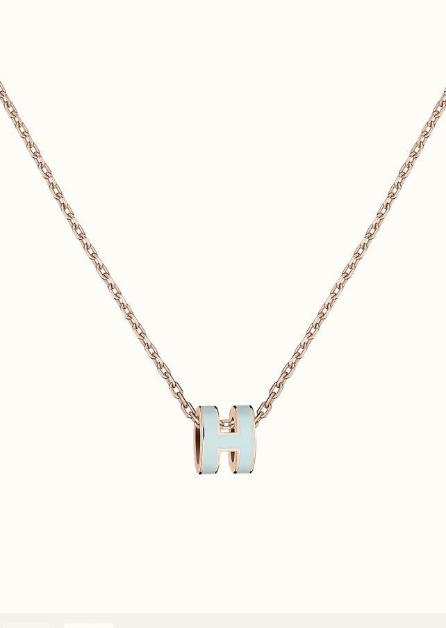 [✨ROSE💎]POP H LIGHT BLUE NECKLACE