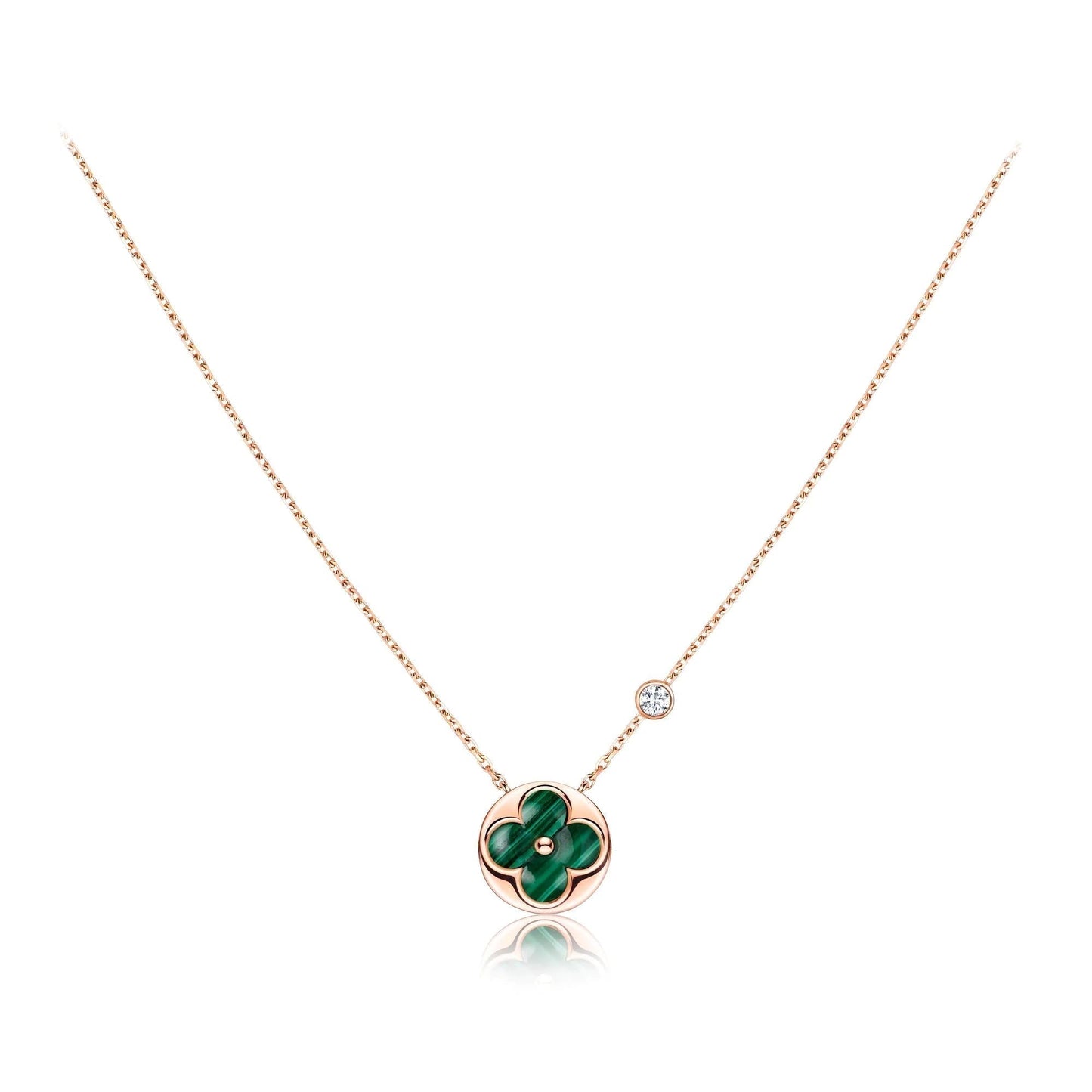 [✨ROSE💎]SUN PEDANT PINK GOLD 1 DIAMOND NECKLACE