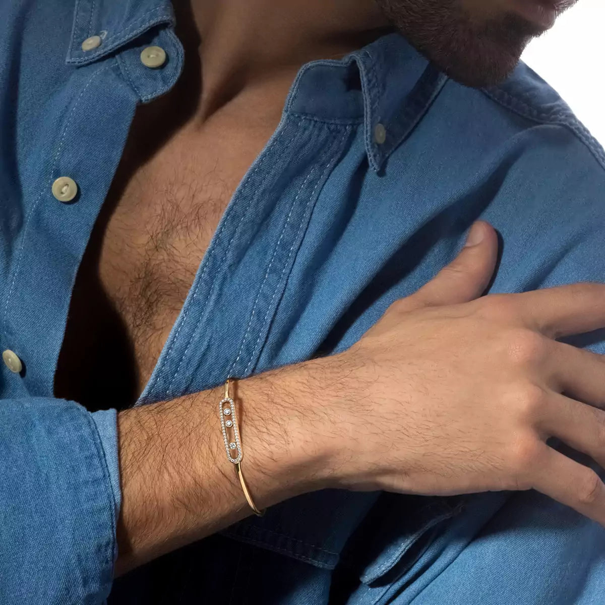 [✨ROSE💎]Move Pavé Diamond Bangle Bracelet M