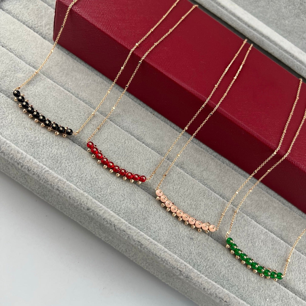[✨ROSE💎]NEW STUD COLORED GEM PENDANT NECKLACE