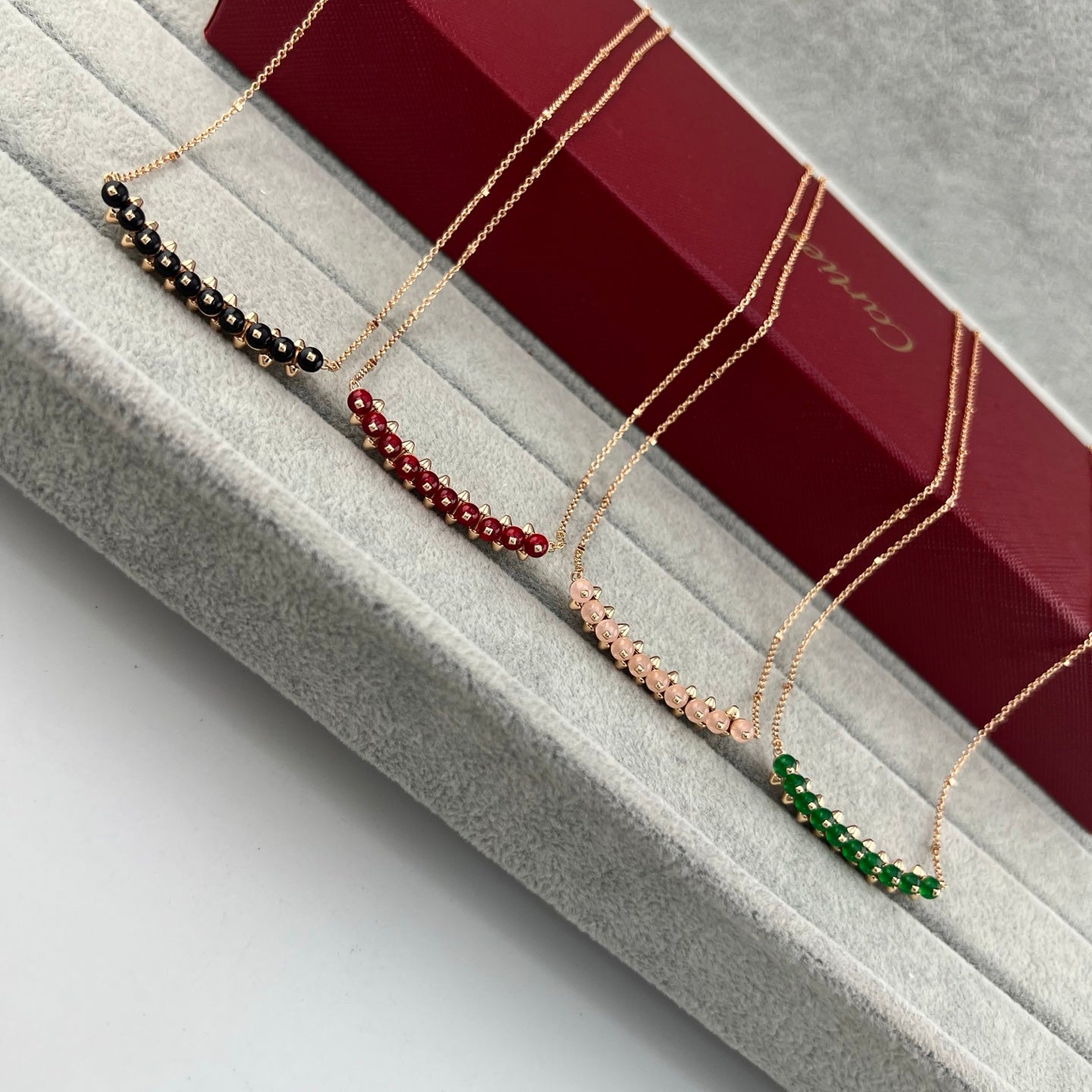 [✨ROSE💎]NEW STUD COLORED GEM PENDANT NECKLACE