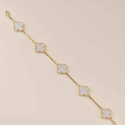 [✨ROSE💎]CLOVER WHITE PEARL MOP 5 MOTIF BRACELET COLLECTION