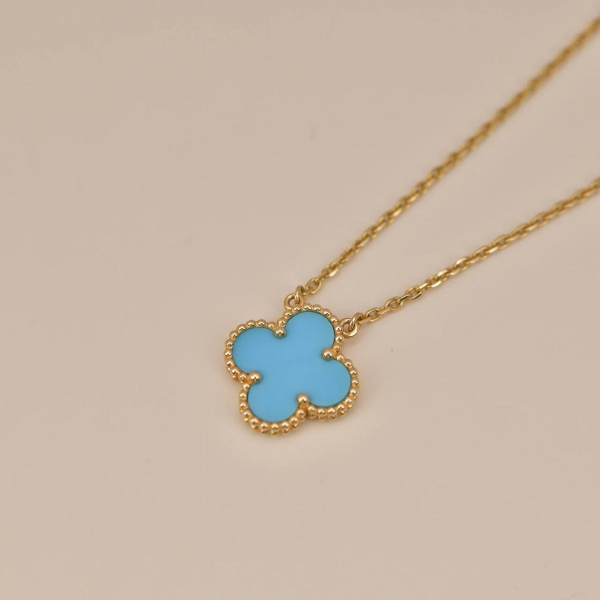 [✨ROSE💎]CLOVER 15MM VINTAGE TURQUOISE NECKLACE
